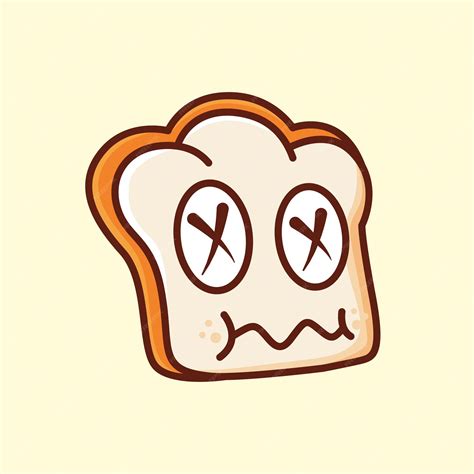 Premium Vector | Bread cute funny character vector premium emoji