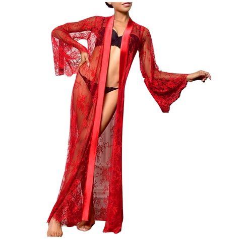 Bellzely Lingerie Set Clearance Long Sheer Boudoir Wedding Kimono Floor