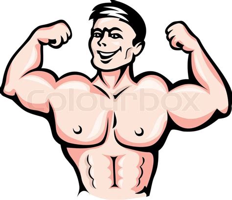 Strong Athlete With Muscles In Cartoon Style For Sports Design Stock