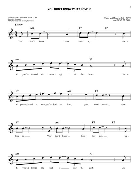 You Dont Know What Love Is By Carol Bruce Sheet Music For Easy Lead