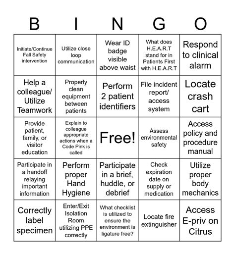 Patient Safety Awareness Week 2024 Bingo Card