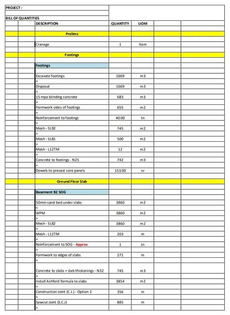 Material Take Off Sheet A Comprehensive Guide With Example