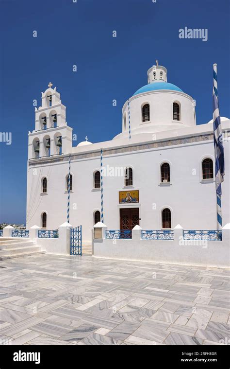 Church Of Panagia Platsani In Oia In Santorini Island Greece Stock