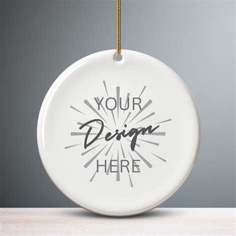 Christmas Mockup Blank White Round Ceramic Christmas Ornament Mockup