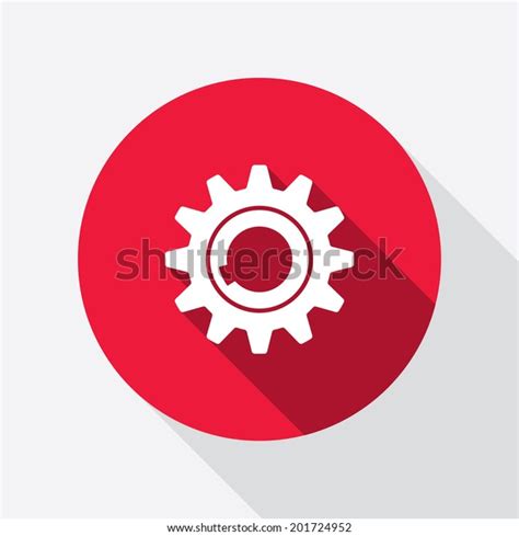 Gear Icon Cogwheel Symbol Round Red Stock Vector Royalty Free