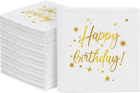 Amazon 100Pack Happy Birthday Cocktail Napkins Disposable Square