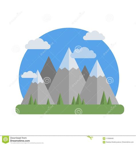 Mountains flat design stock vector. Illustration of outdoor - 113566483