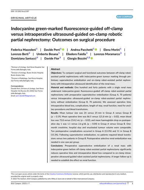 PDF Indocyanine Greenmarked Fluorescenceguided Offclamp Versus