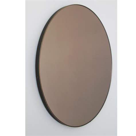 Orbis Bronze Tinted Round Contemporary Mirror With Bronze Patina Frame