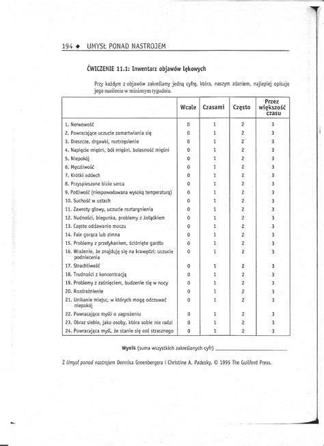 Lekowe inwentarz objawów lękowych Diagnoza psychologiczna Studocu