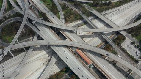 Aerial Slowly Circling Over Judge Pregerson Huge Highway Connection