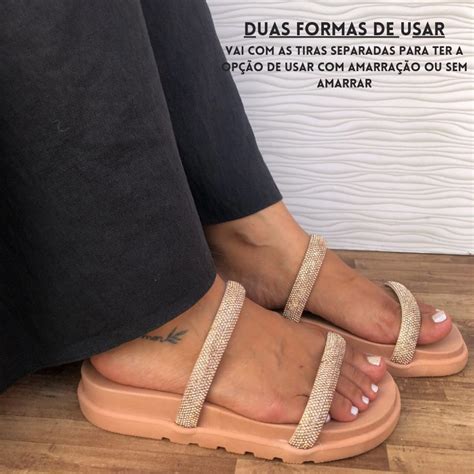 Papete Sand Lia Feminina Gladiadora De Amarrar Luxo Tiras Ajustavel