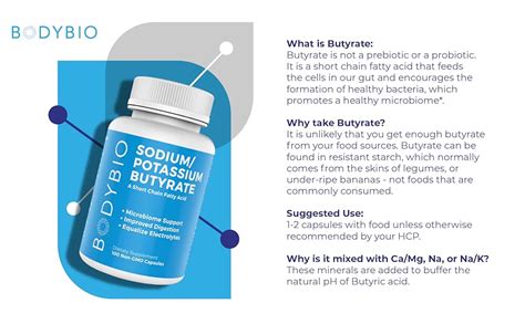 Bodybio Butyrate With Sodium And Potassium Supports Healthy