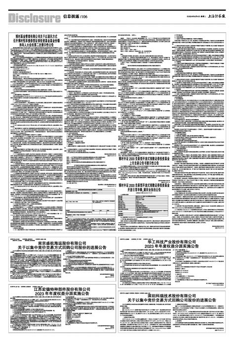 2024年06月04日 第106版：信息披露 上海证券报