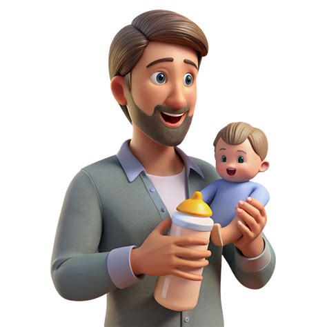 beautiful traditional Father Holding Baby Bottle Feeding Time Isolated