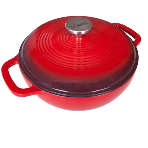 Lodge 3 Quart Colored Enamel Cast Iron Dutch Oven Island Spice Gradated Red Ec3d43 Bbqguys