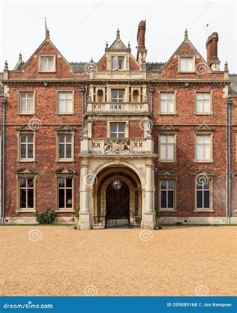 UK Norfolk Sandringham Estate 2019 April 23: East Front Entrance Detail ...