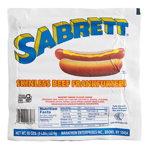 Sabrett 7 18 81 Skinless Beef Frank 40pack