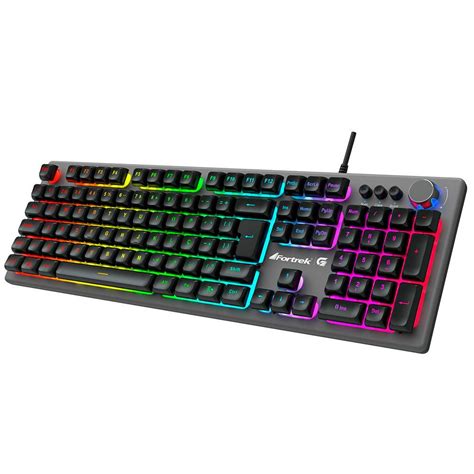 Teclado Semi Mecânico Gamer Fortrek Holt Rainbown RGB Grafite ABNT2