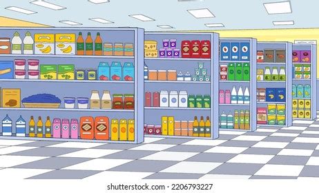 Supermarket Cartoon Background 2d Vector Illustration Stock Vector ...