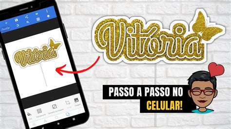 Como Fazer Topo De Bolo Nome Dourado No Celular Usando O Aplicativo