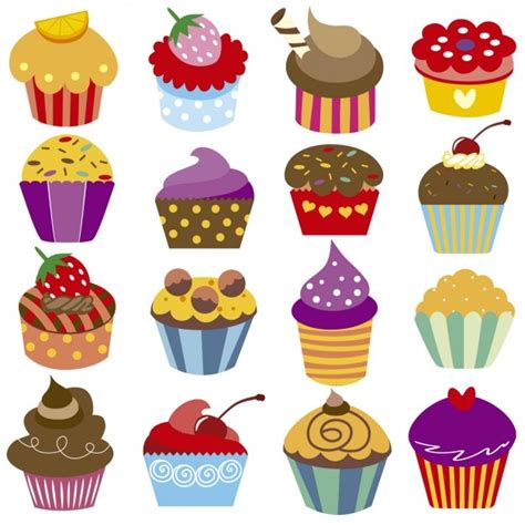 Free Vector | Colorful cupcakes collection