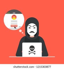 Hacker Laptop Icon Flat Illustration Hacker Stock Vector Royalty Free