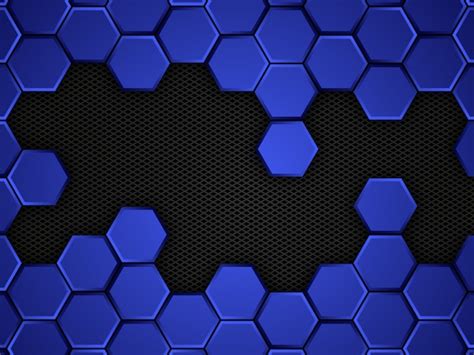 Fondo Abstracto Azul Y Negro Con Hexágonos Ilustración Vector Premium