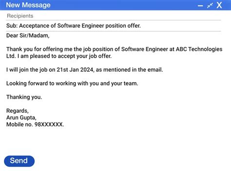 10 Job Offer Letter Acceptance Reply Email Samples