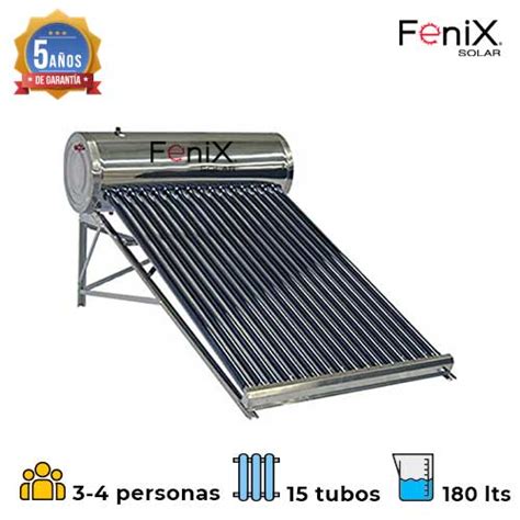 Calentador Solar Fenix 15 Tubos Baja Presión 180 Litros LedsBeSolar