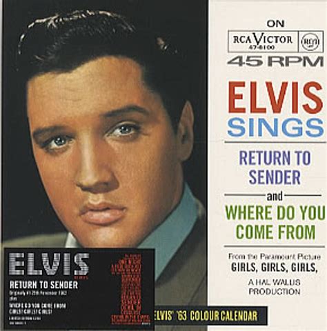 Elvis Presley Return To Sender [numbered] Uk Cd Single —