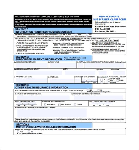 Medical Insurance Claim Form Free Download - ClaimForms.net