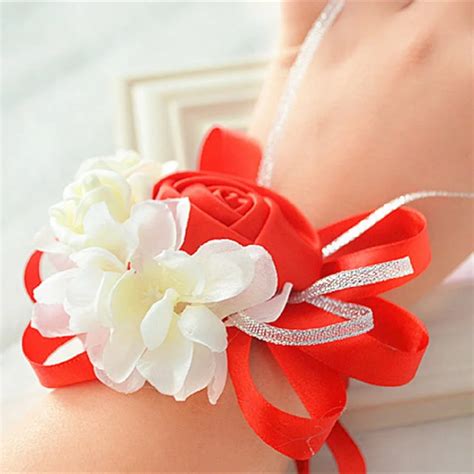 1Pcs Handmade Wedding Wrist Flower Purple Bride Bridesmaids Wrist