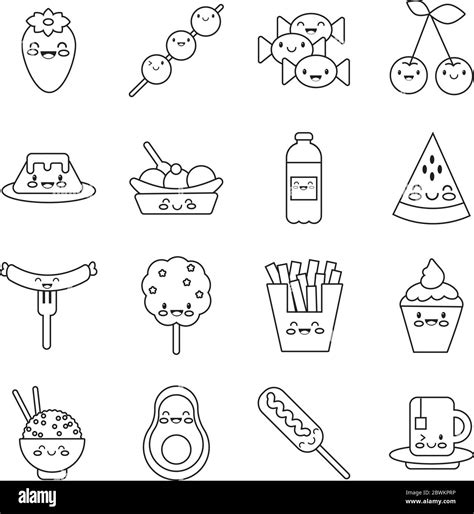 Bundle Of Nutritive Food Kawaii Set Icons Stock Vector Image And Art Alamy