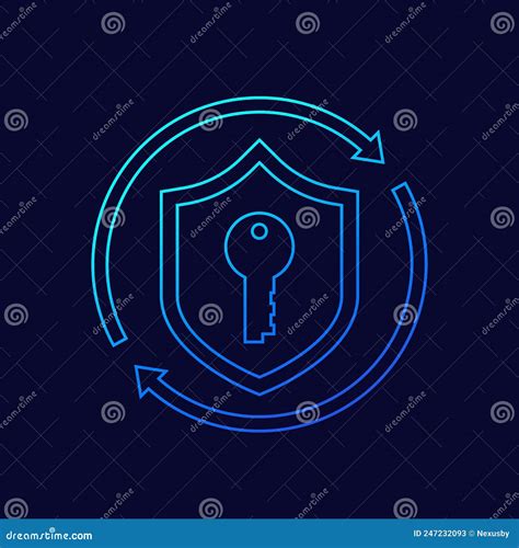 Cybersecurity Access And Data Protection Line Icon Stock Vector