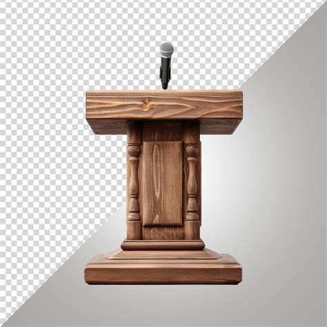 Wooden Podium With Microphone Png Premium AI Generated PSD