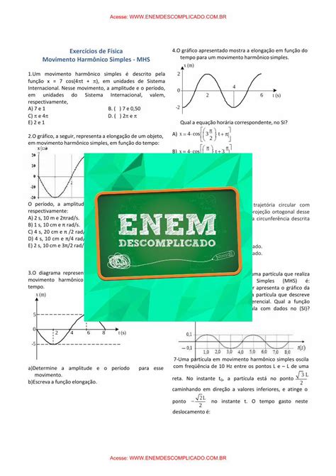 Pdf Exerc Cios De F Sica Movimento Harm Nico Simples