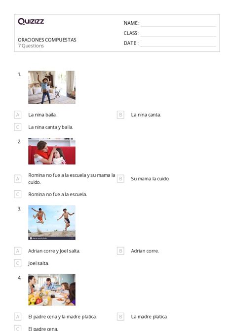 50 Oraciones Hojas De Trabajo Para Grado 1 En Quizizz Gratis E
