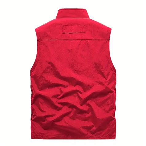 Zipper Pockets Cargo Vest Mens Casual Stand Collar Zip Vest Temu