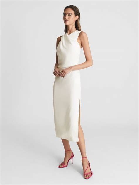 Reiss Imogen Sleeveless Ruched Midi Dress | REISS Rest of Europe