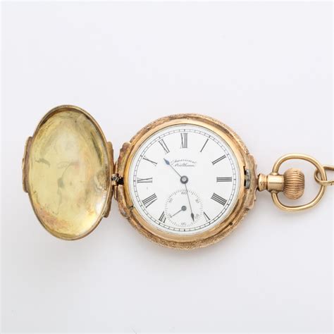 Antique 14K Yellow Gold Lady S Hunting Watch W Chain By Waltham Watch