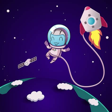 Premium Vector Cute Astronaut In Outer Space