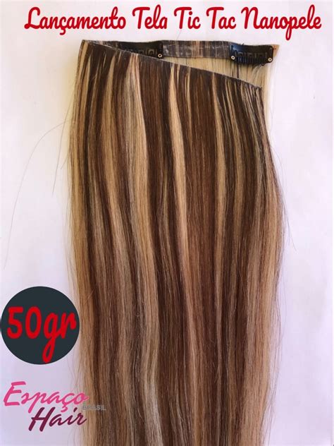 Mega Hair Cabelo Humano Tela Tic Tac Loiro Mechado Cm Gr R