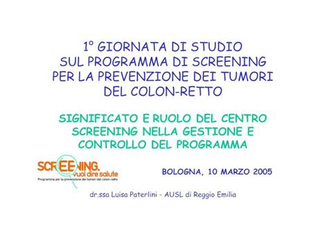 Pdf Screening Del Tumore Del Colon Retto Del Colon Retto