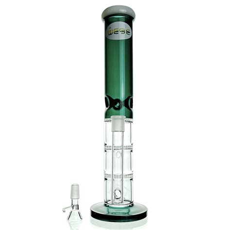 WEGE 3Layer Percolator Ice Catcher Vertical Full Glass Bong Green 35cm