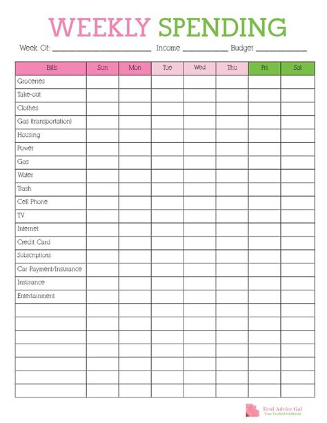 List Down Your Weekly Expenses With This Free Printable Weekly Spending