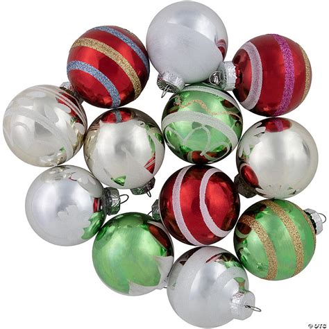 Northlight 12ct Multi Color Vintage Design Glass Ball Christmas