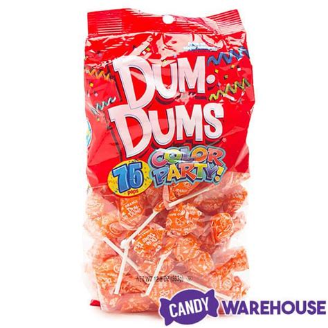 Dum Dums Orange Party Pops Orange 75 Piece Bag Candy Warehouse