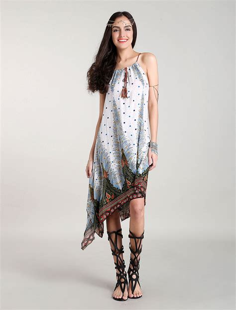 Robe En Mousseline De Soie Robes En Bleu Boho Halter Robes De Plage D