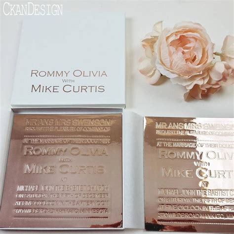 Metallic Rose Gold Leather Wedding Invitation Blush Imitation Leather